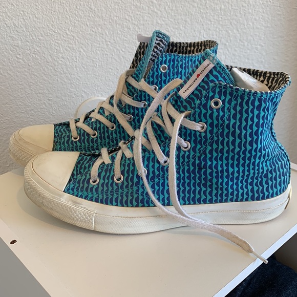Marimekko for Converse high top turquoise print All Star sneakers women’s size 8 - Picture 12 of 15